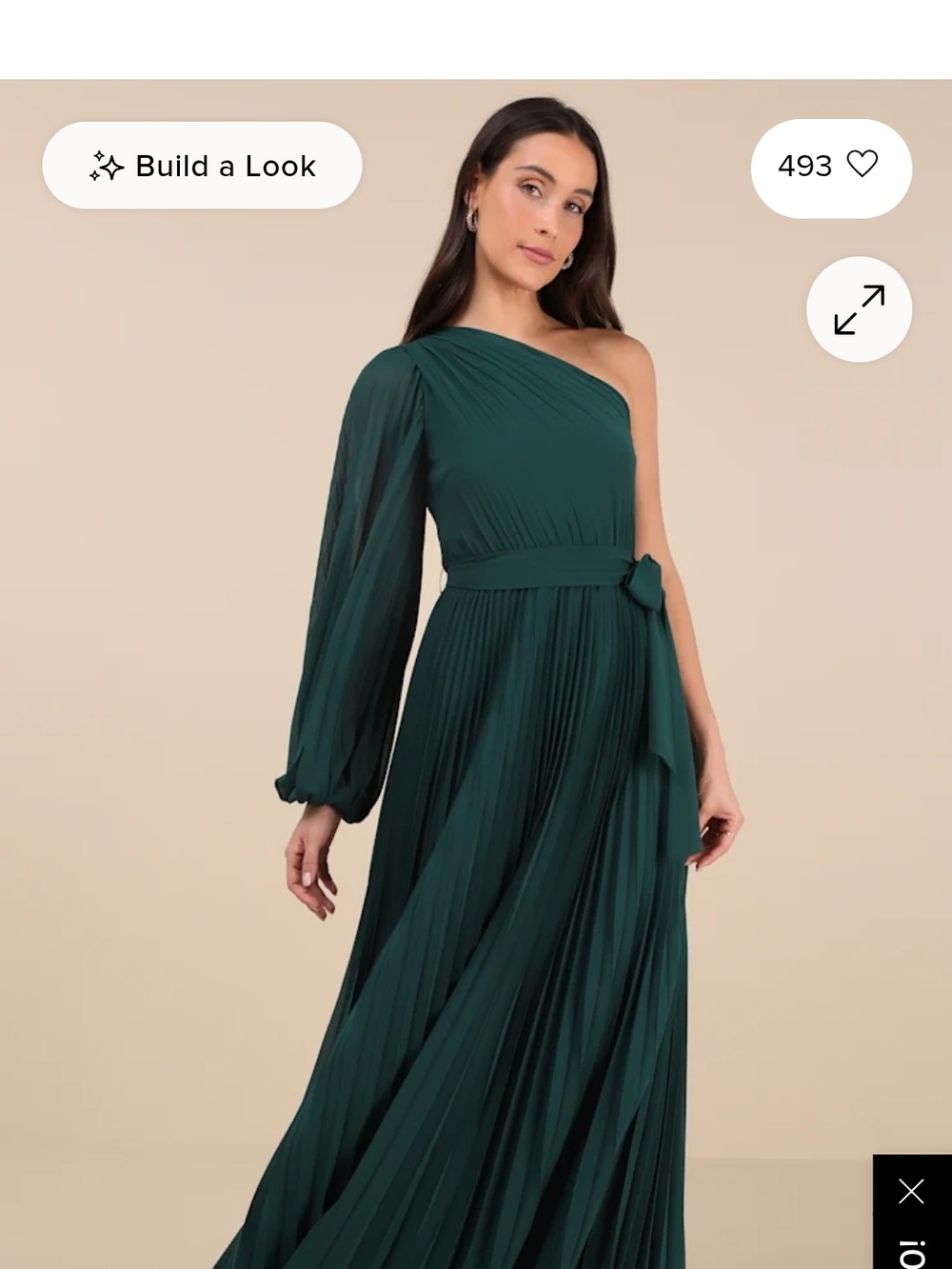 One-Shoulder Emerald Green Pleated Maxi Dress TAGS STILL ON- NEVER BEEN WORN